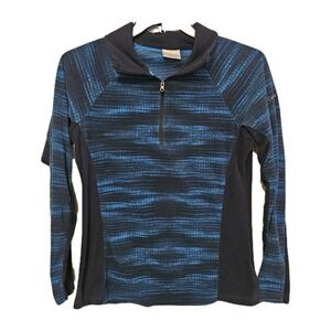 Columbia Womens Medium Blue Light Weight Fleece Pullover Quarter Zip Jacket Top